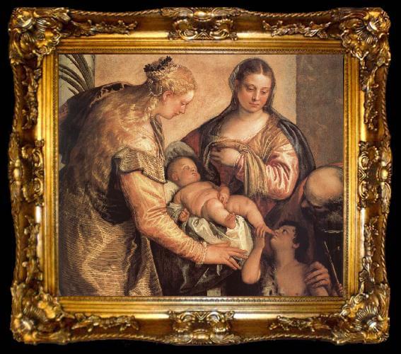 framed  Paolo Veronese The Sacred one Famililia with Holy Barbara and the young one San Juan the Baptist one, ta009-2
